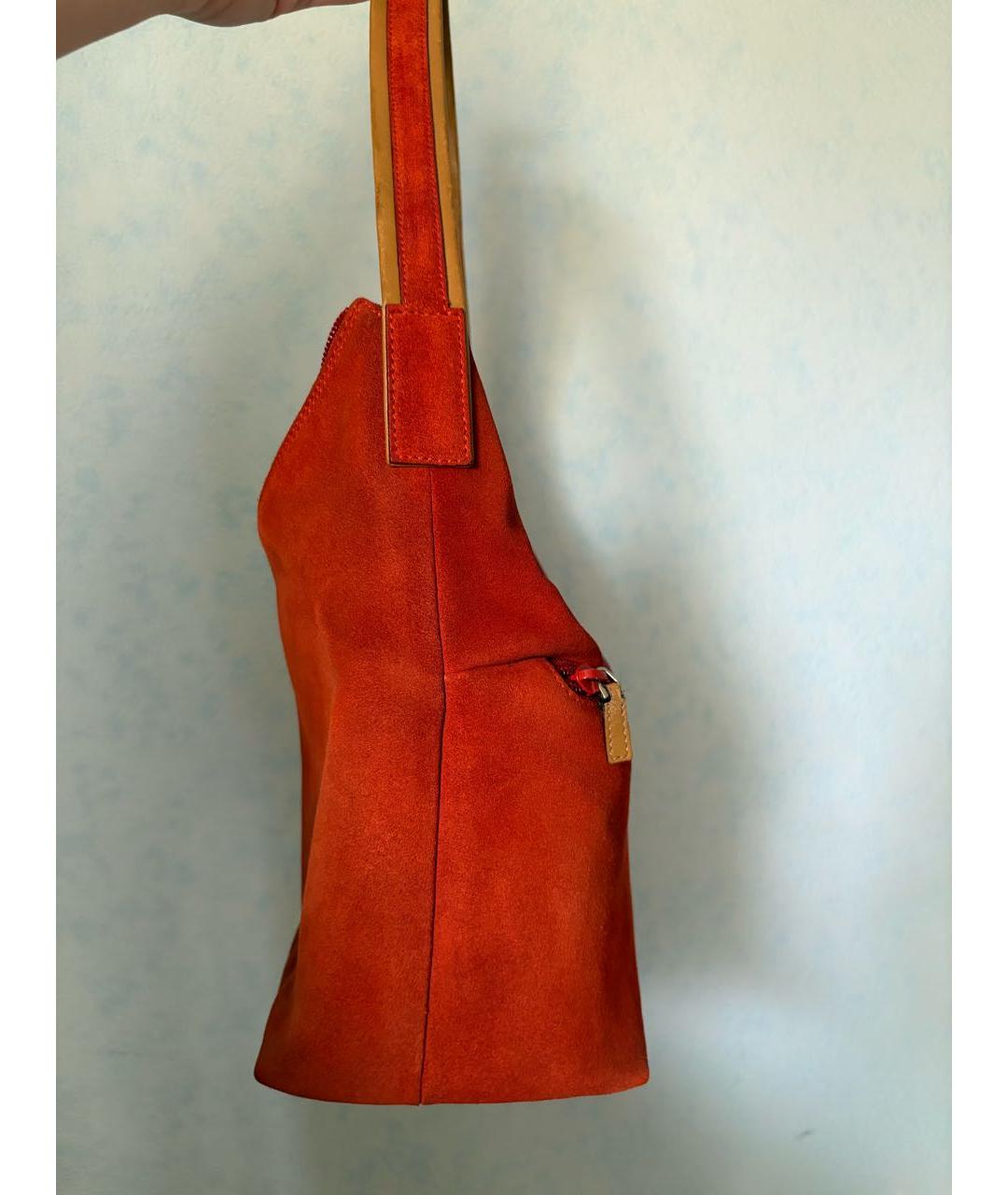 GUCCI Оранжевая замшевая сумка с короткими ручками, фото 4