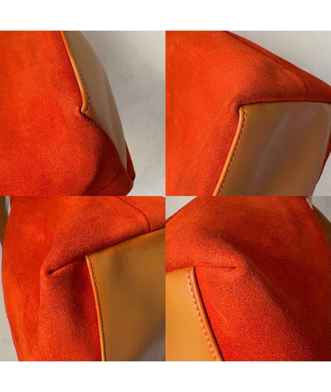 GUCCI Оранжевая замшевая сумка с короткими ручками, фото 7