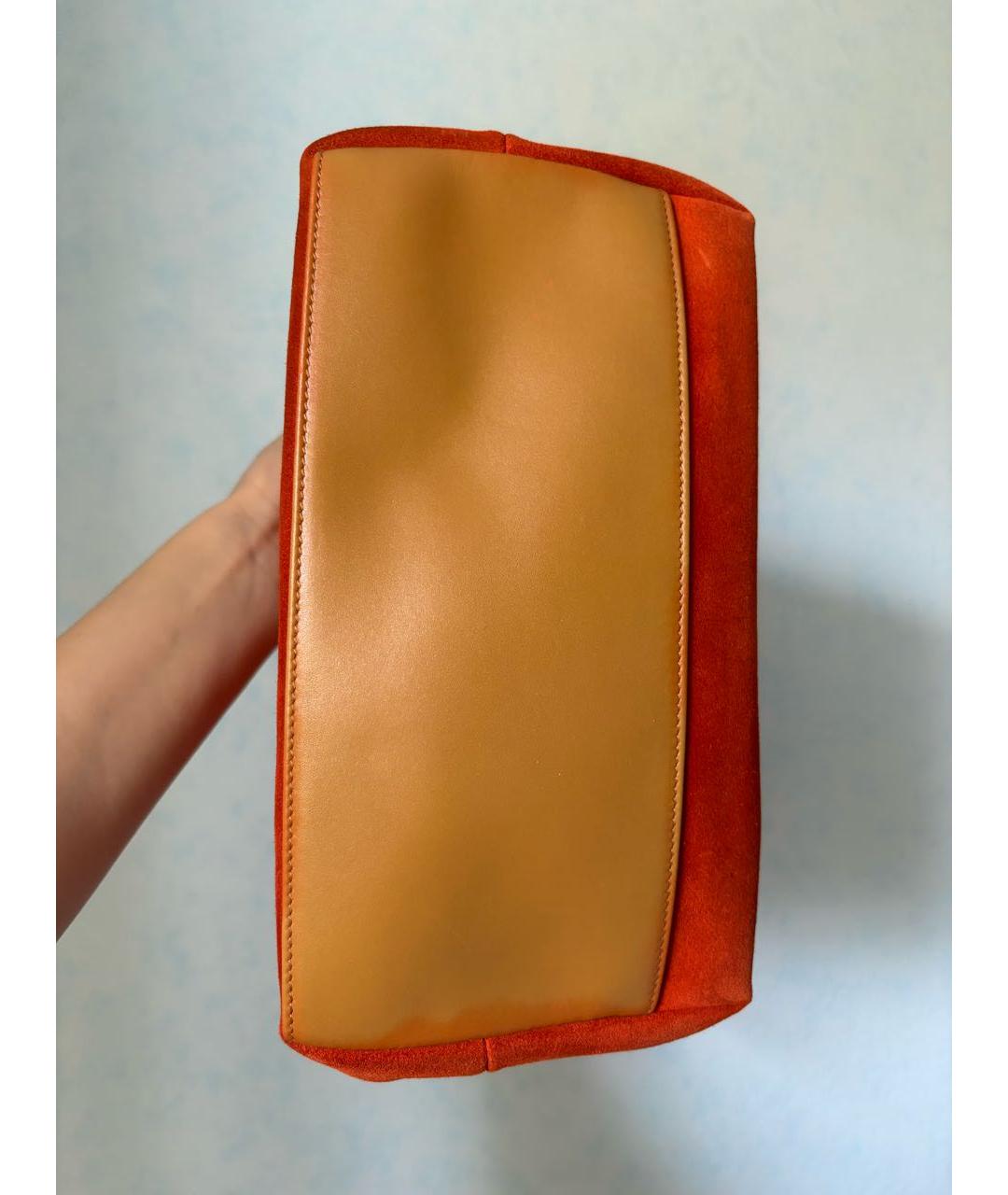 GUCCI Оранжевая замшевая сумка с короткими ручками, фото 6