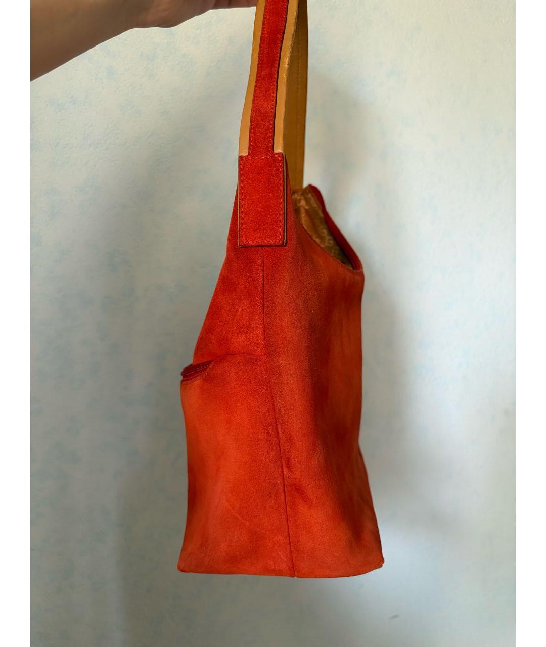 GUCCI Оранжевая замшевая сумка с короткими ручками, фото 3