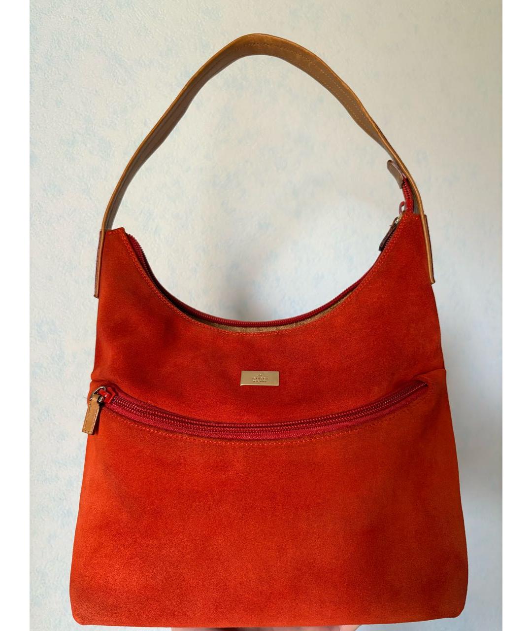 GUCCI Оранжевая замшевая сумка с короткими ручками, фото 9