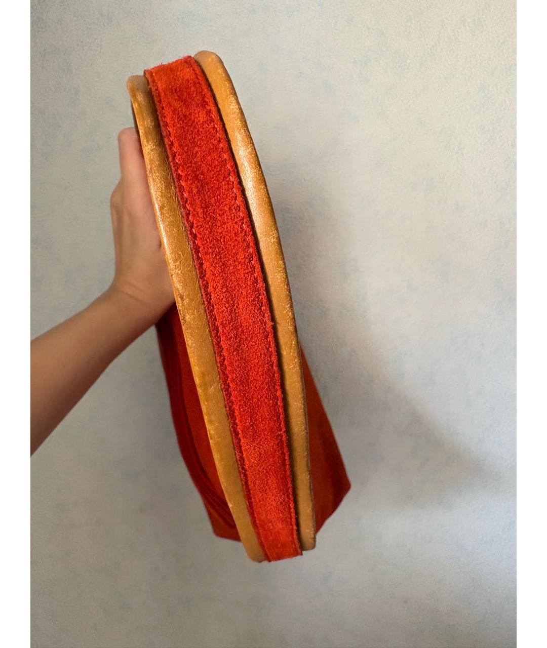 GUCCI Оранжевая замшевая сумка с короткими ручками, фото 8