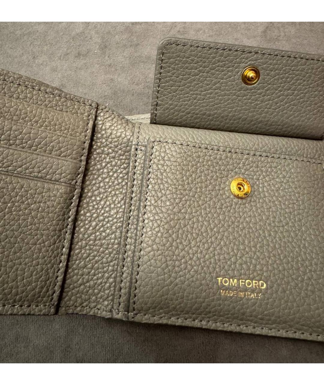 TOM FORD Серый кожаный кошелек, фото 4