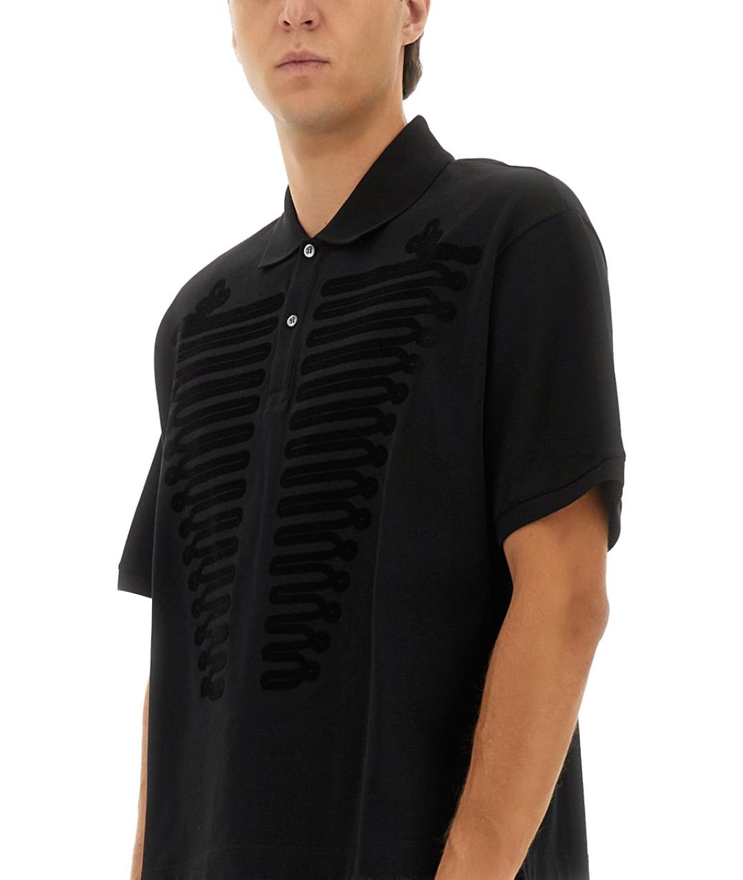 ALEXANDER MCQUEEN Черное хлопковое поло с коротким рукавом, фото 3