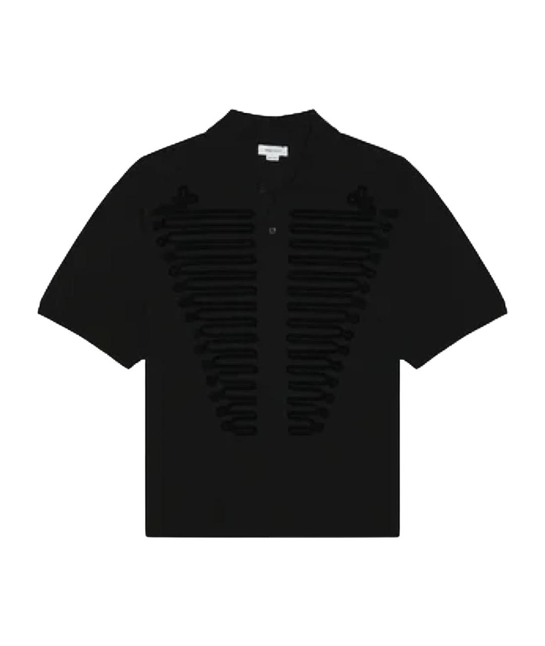 ALEXANDER MCQUEEN Черное хлопковое поло с коротким рукавом, фото 1