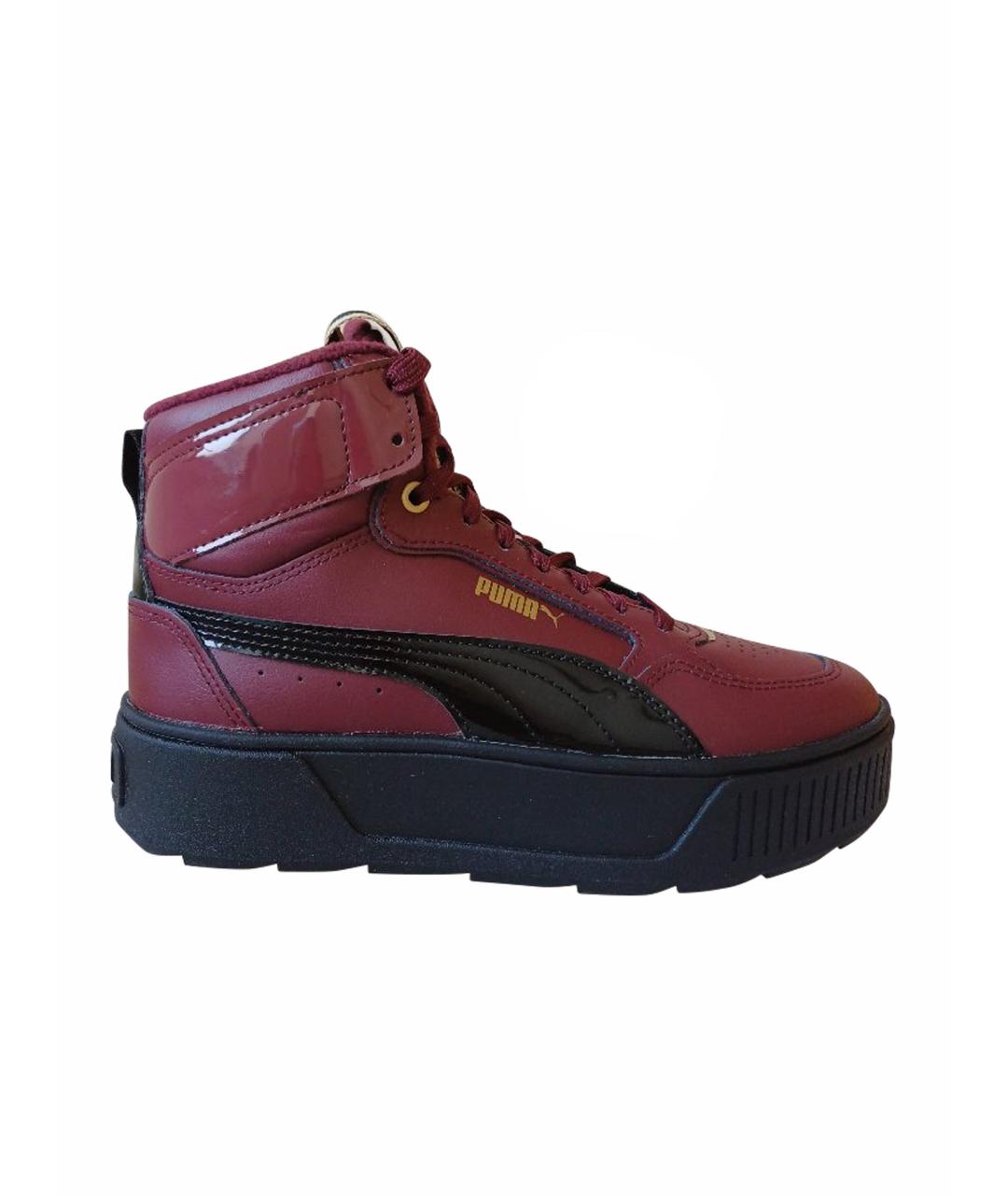 PUMA Бордовые кожаные кроссовки, фото 1