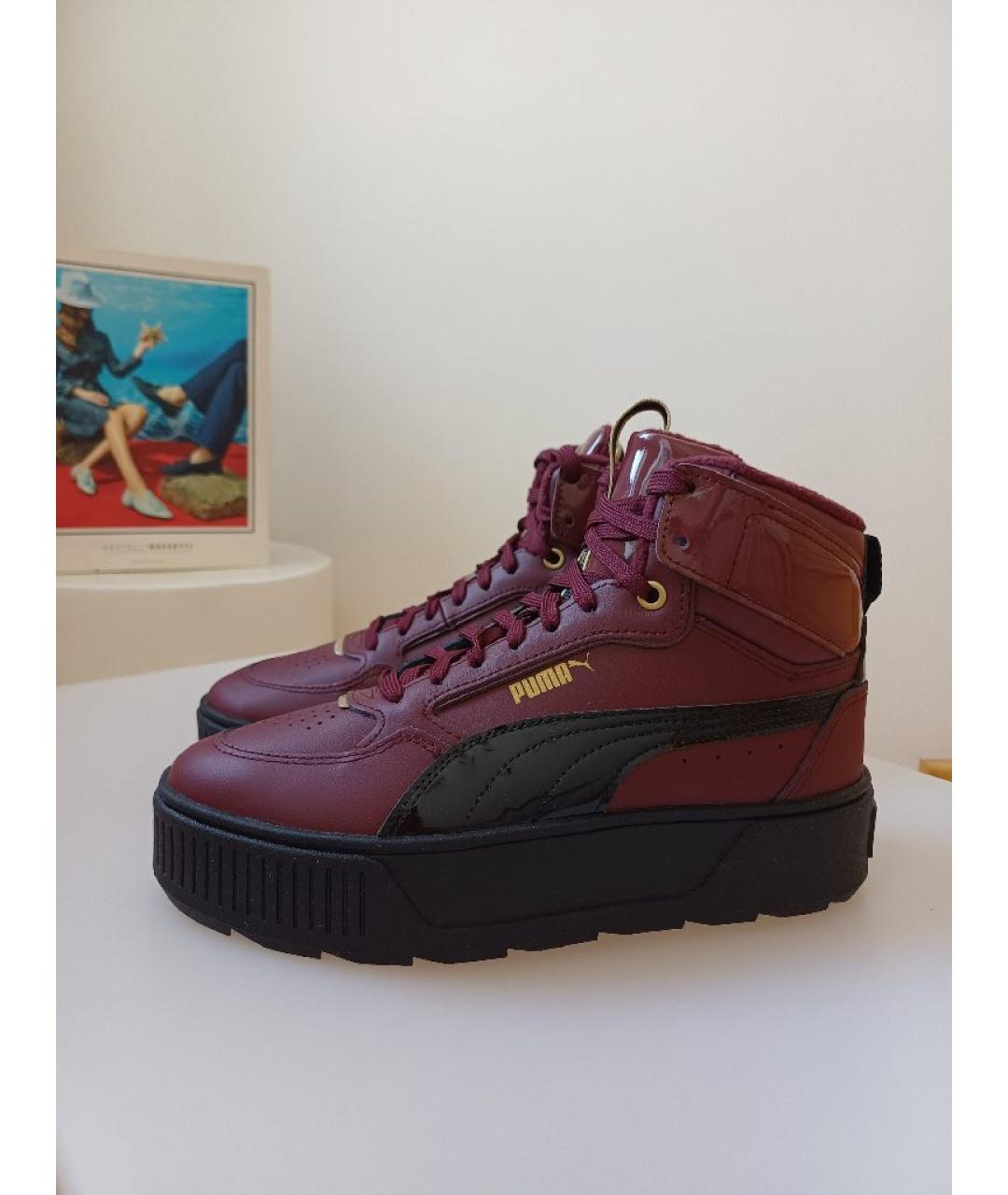 PUMA Бордовые кожаные кроссовки, фото 2