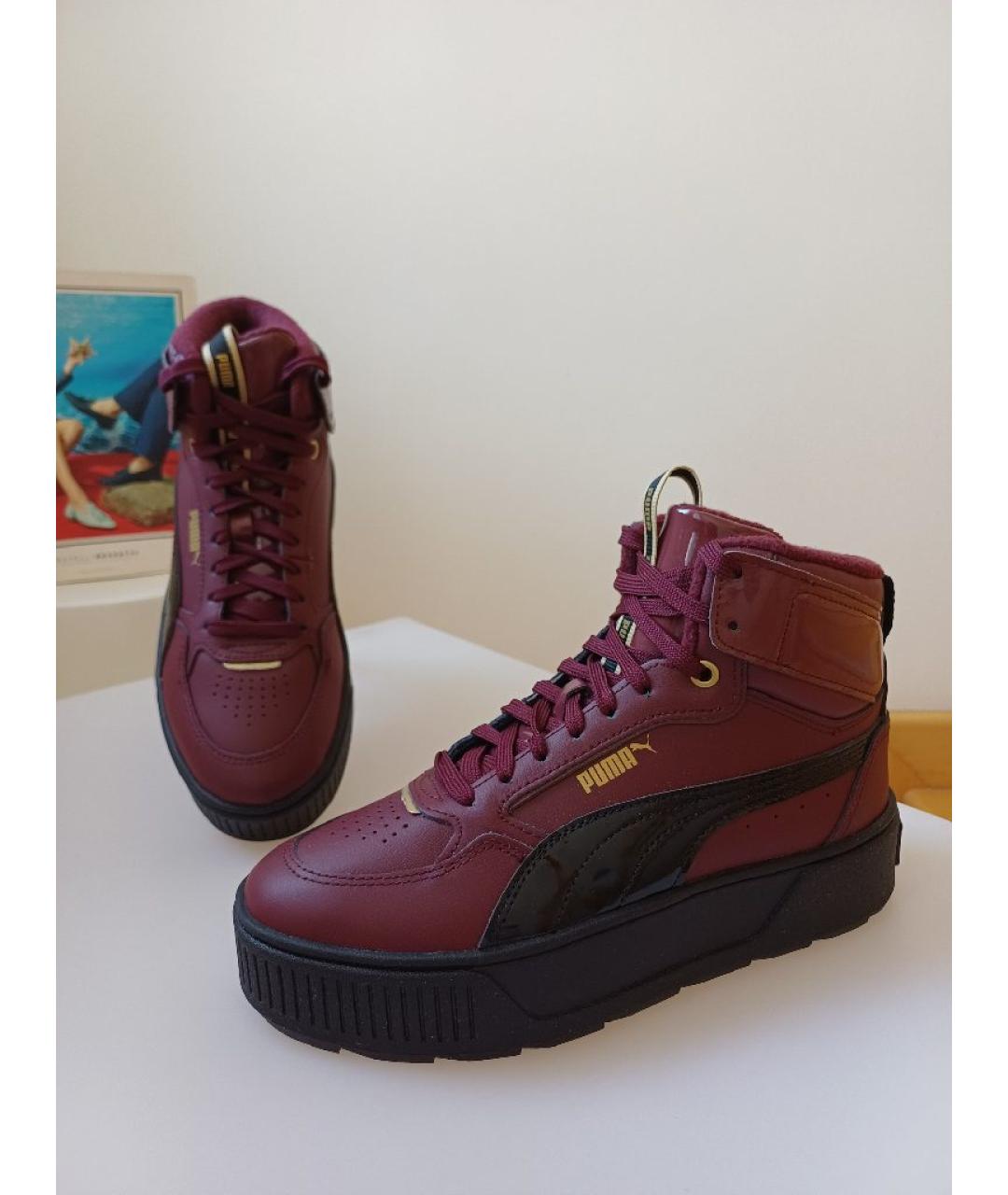 PUMA Бордовые кожаные кроссовки, фото 5
