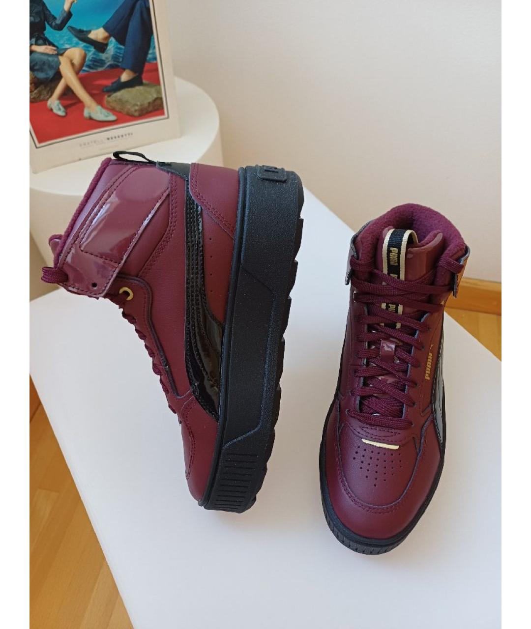 PUMA Бордовые кожаные кроссовки, фото 4
