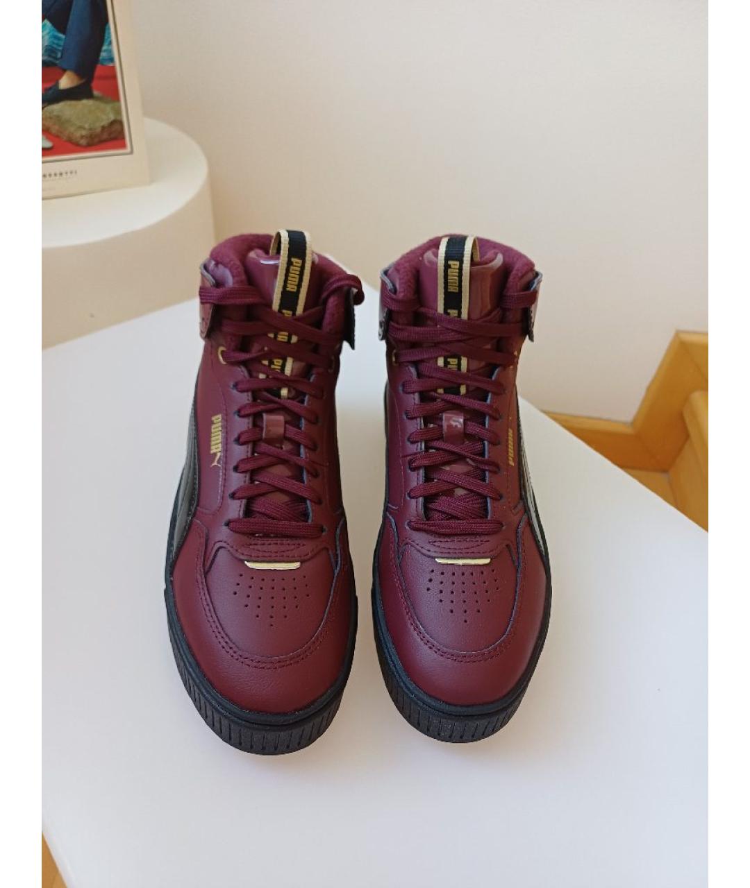 PUMA Бордовые кожаные кроссовки, фото 3