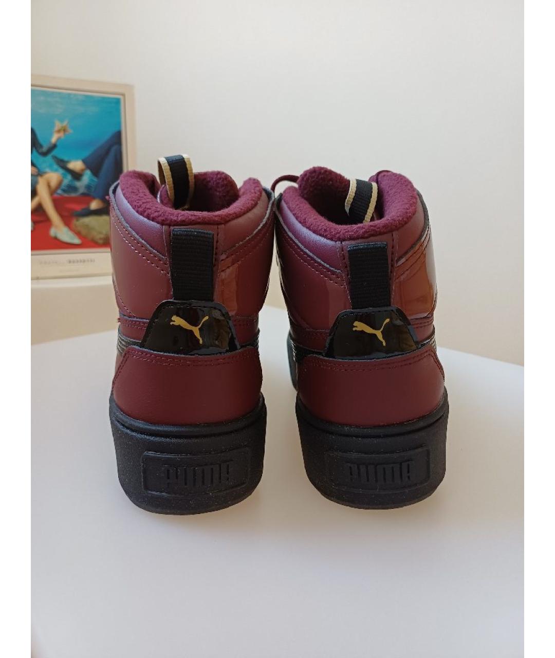 PUMA Бордовые кожаные кроссовки, фото 6