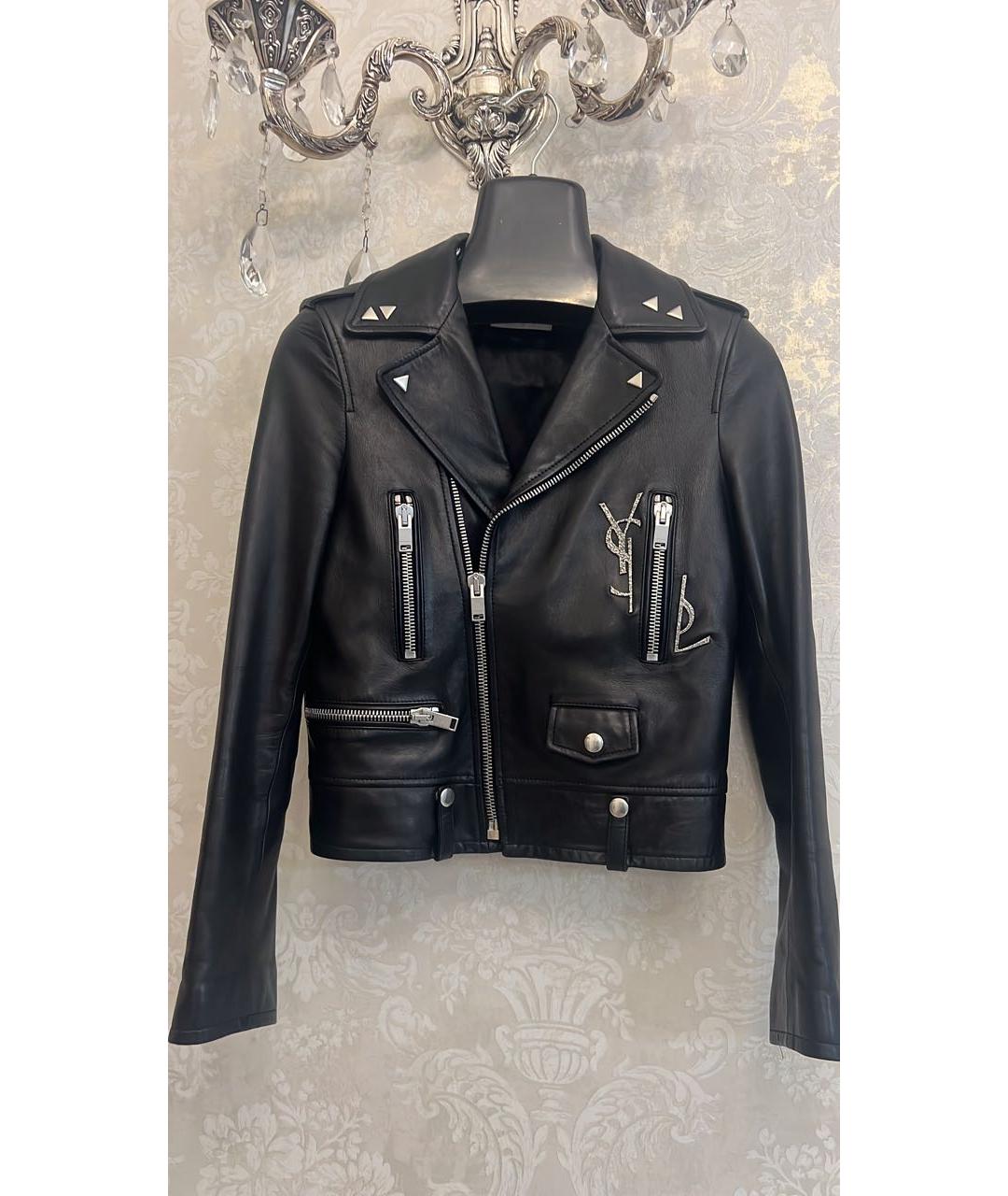 SAINT LAURENT Черная кожаная куртка, фото 2