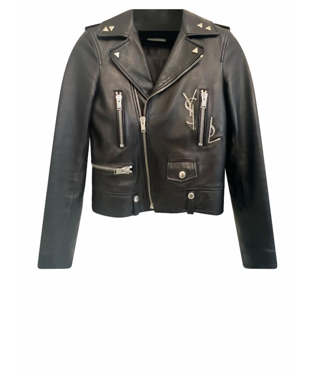SAINT LAURENT Черная кожаная куртка, фото 1