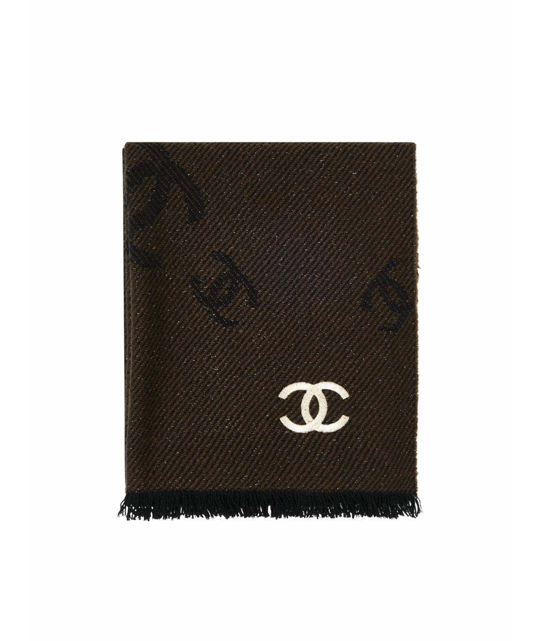 CHANEL Хаки кашемировый шарф, фото 1