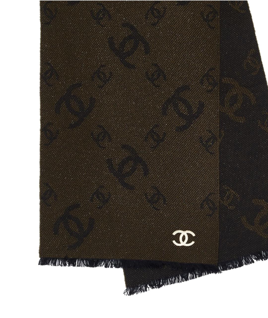 CHANEL Хаки кашемировый шарф, фото 2