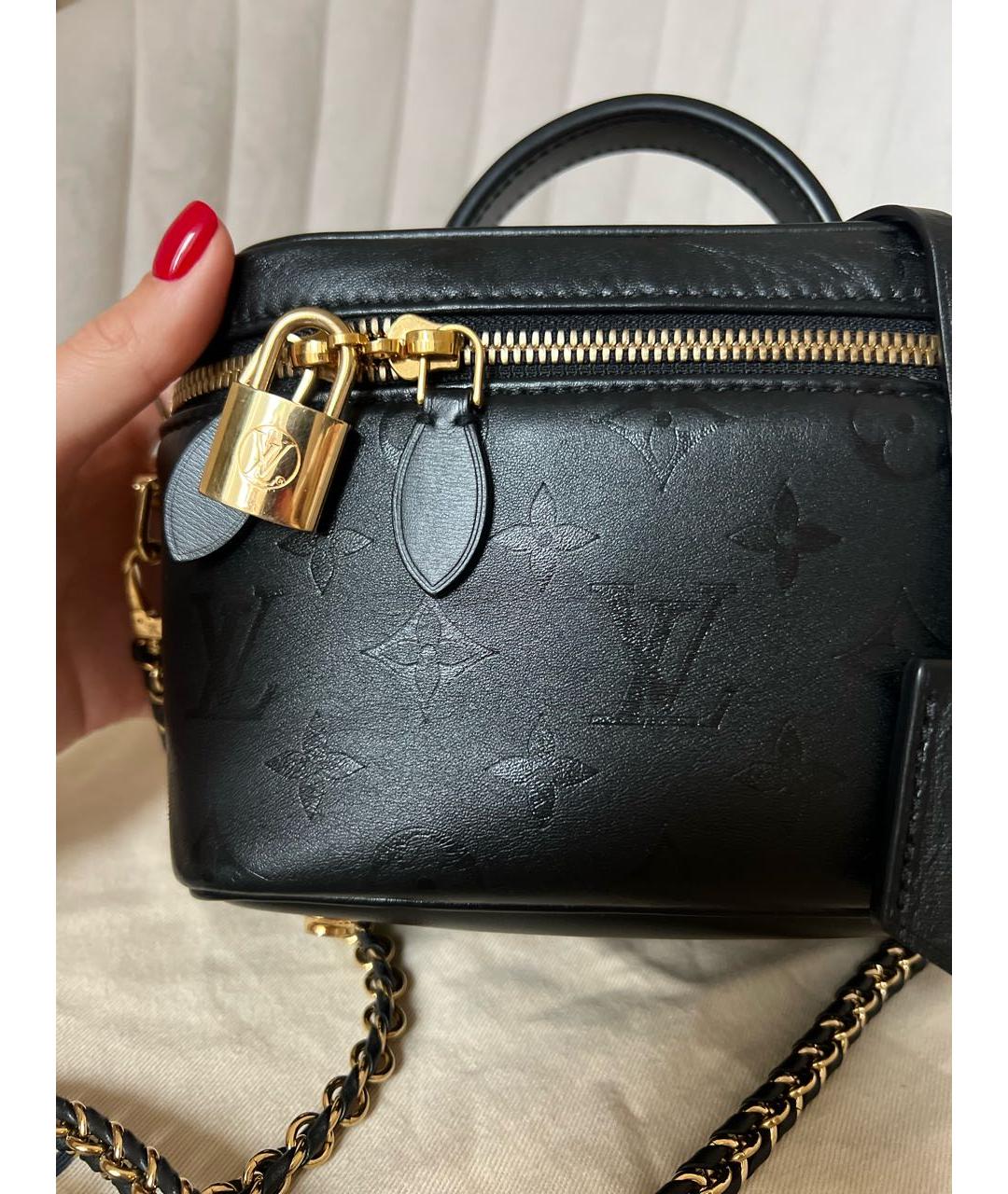 LOUIS VUITTON Черная кожаная сумка через плечо, фото 8
