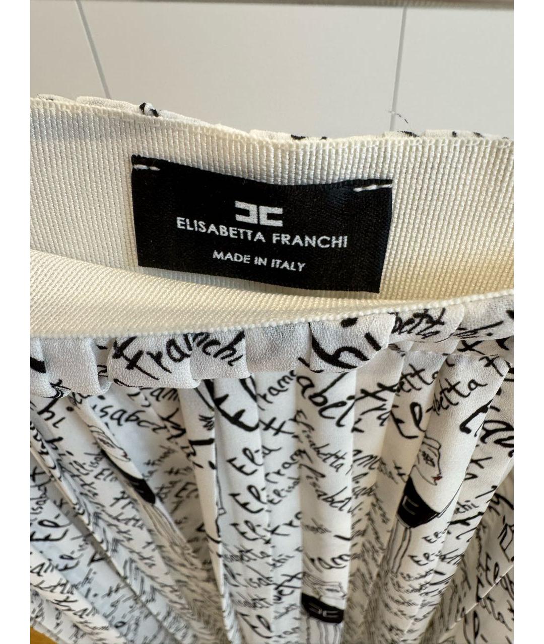 ELISABETTA FRANCHI Белая полиэстеровая юбка миди, фото 5
