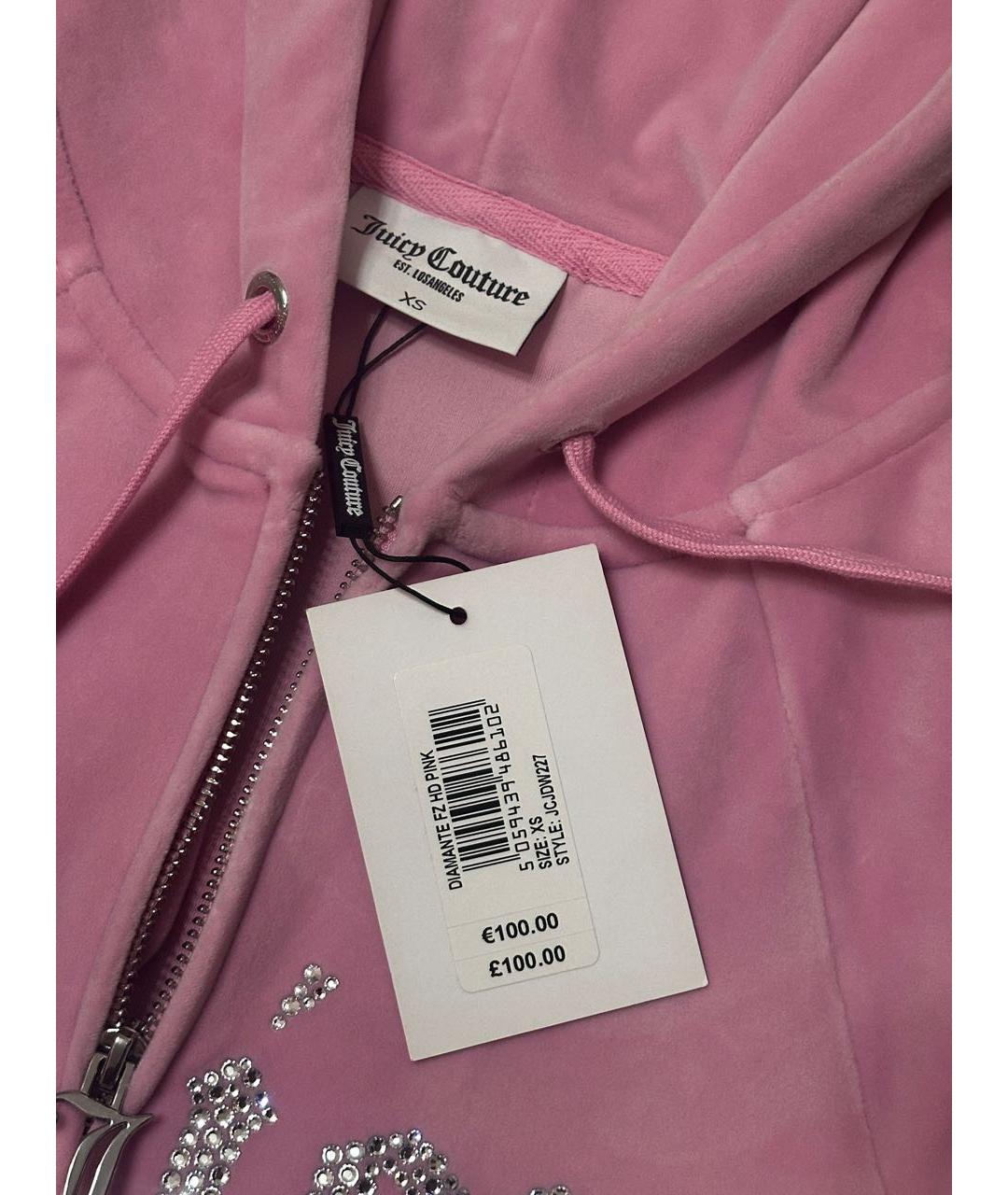 JUICY COUTURE Розовый велюровый костюм с брюками, фото 3