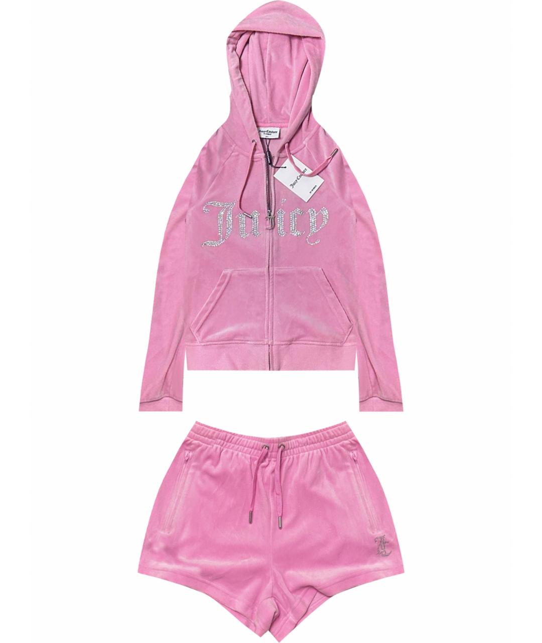JUICY COUTURE Розовый велюровый костюм с брюками, фото 1