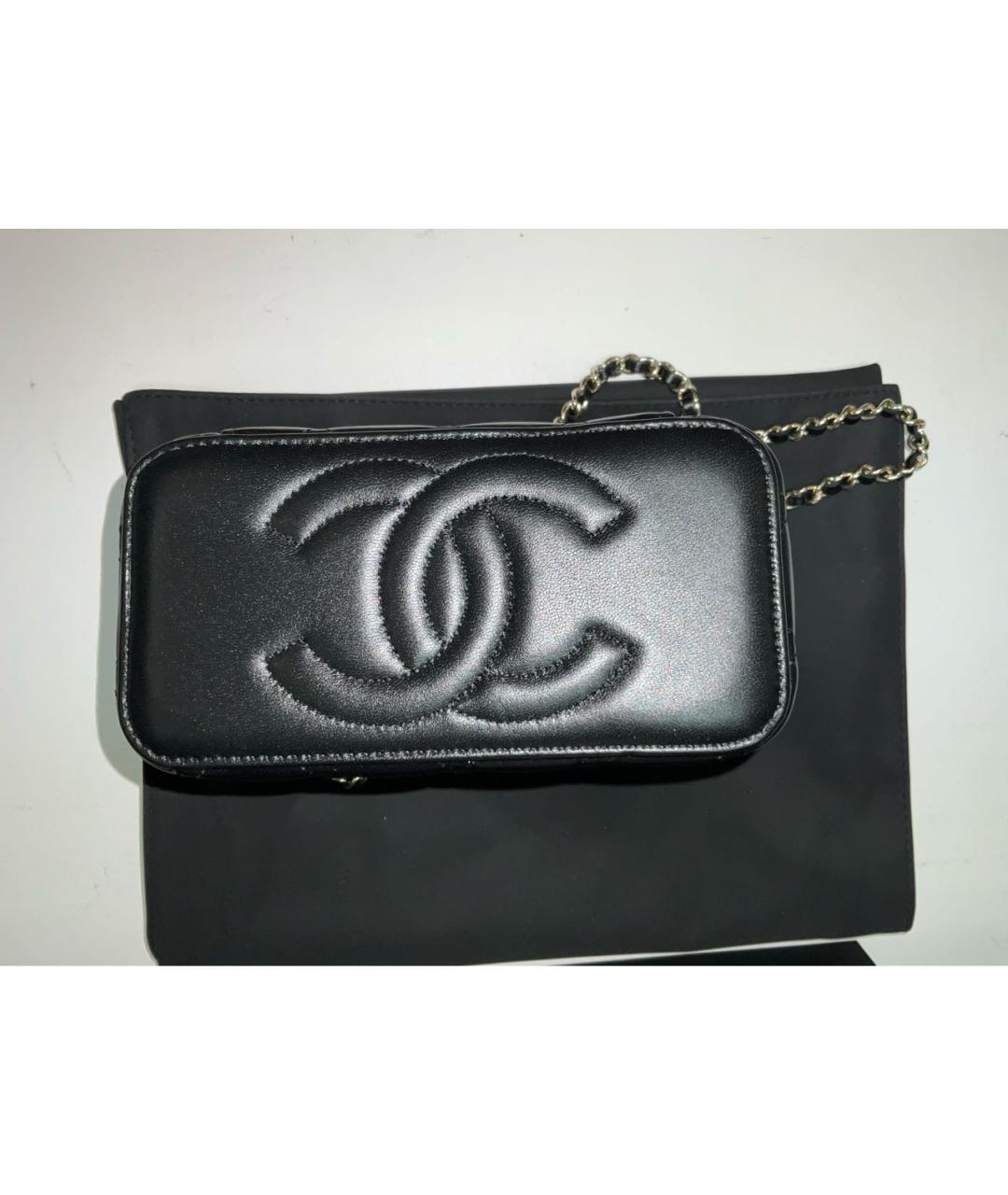 CHANEL Черная кожаная сумка с короткими ручками, фото 2