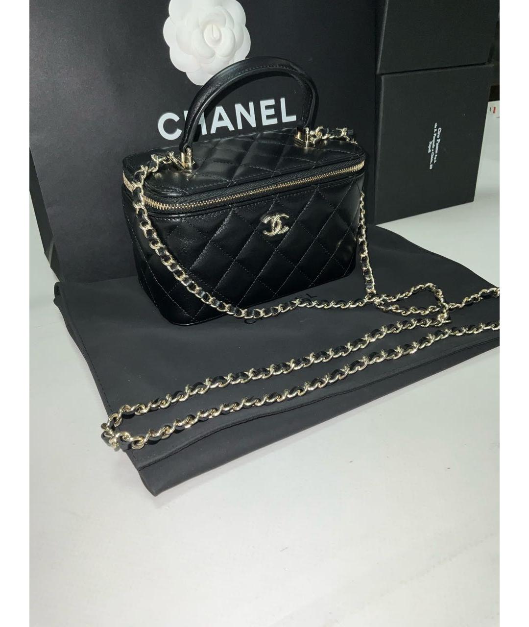 CHANEL Черная кожаная сумка с короткими ручками, фото 7