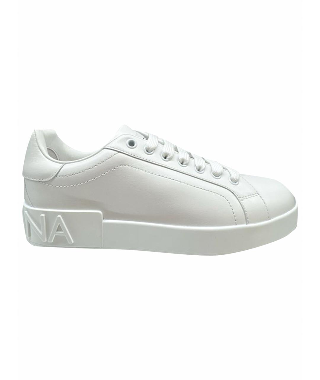 DOLCE&GABBANA Белые кожаные кеды, фото 1