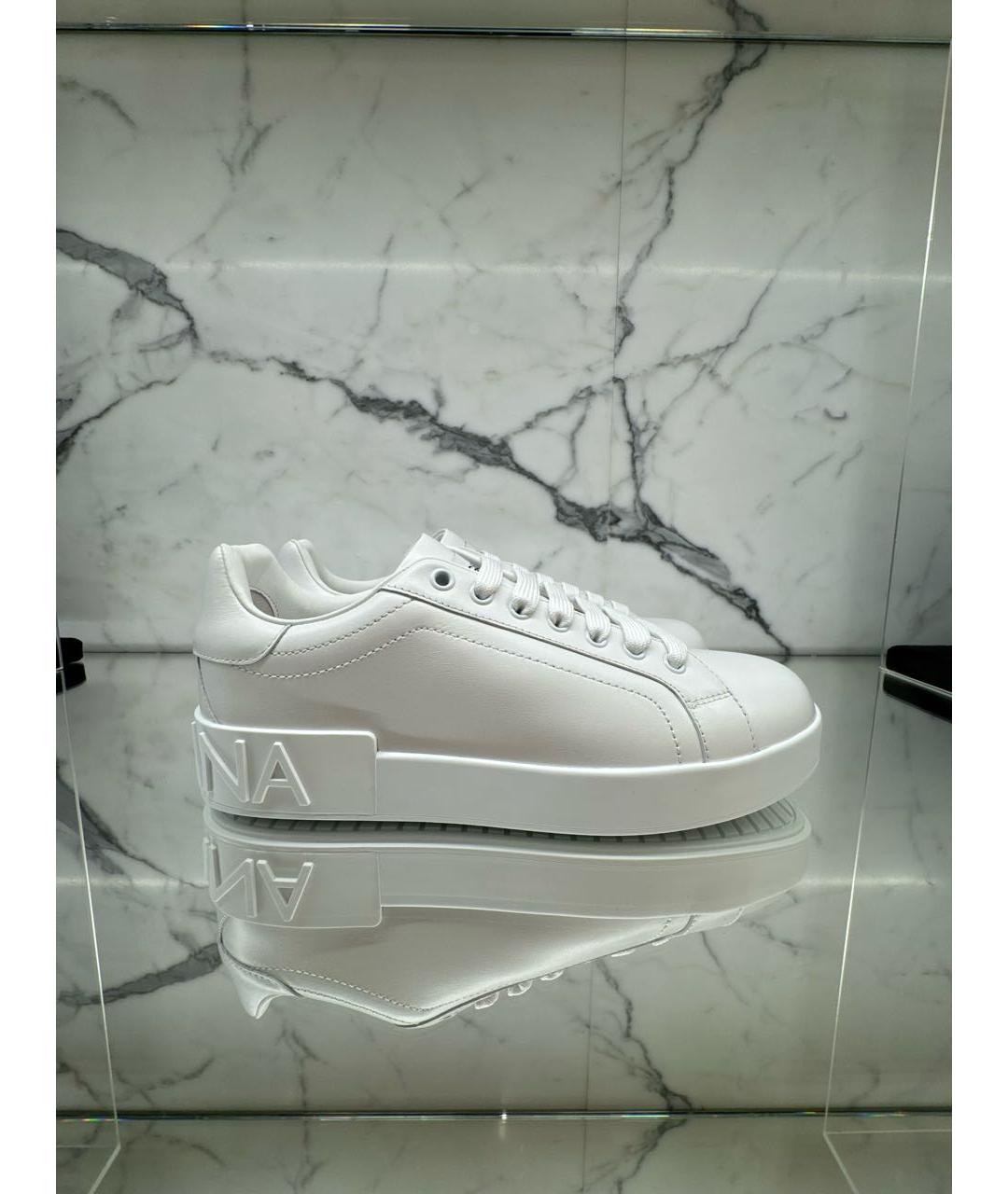 DOLCE&GABBANA Белые кожаные кеды, фото 4