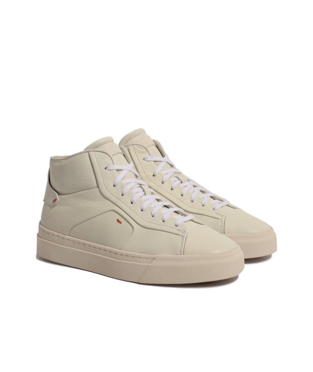SANTONI Белые кожаные кеды, фото 10