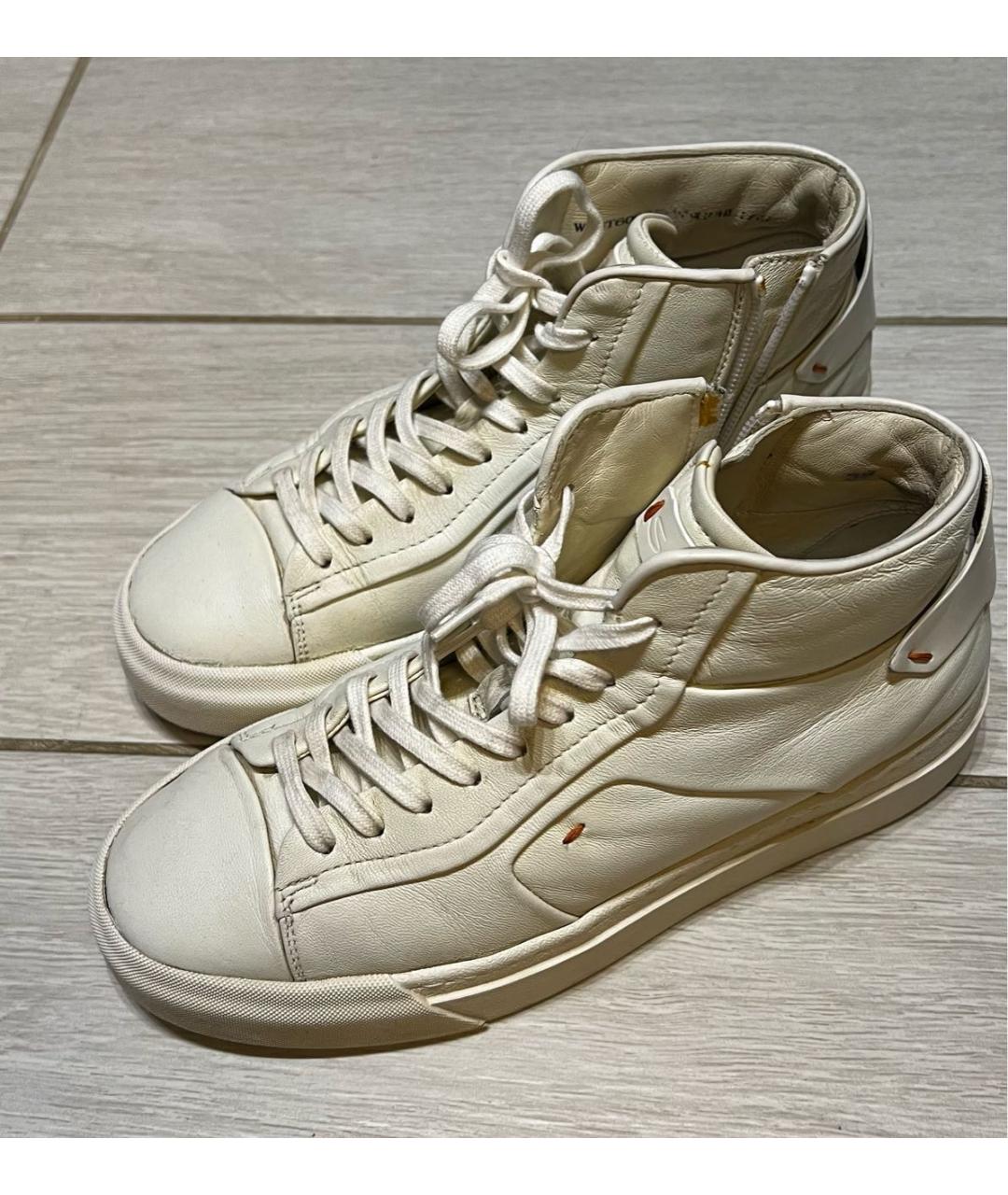 SANTONI Белые кожаные кеды, фото 5
