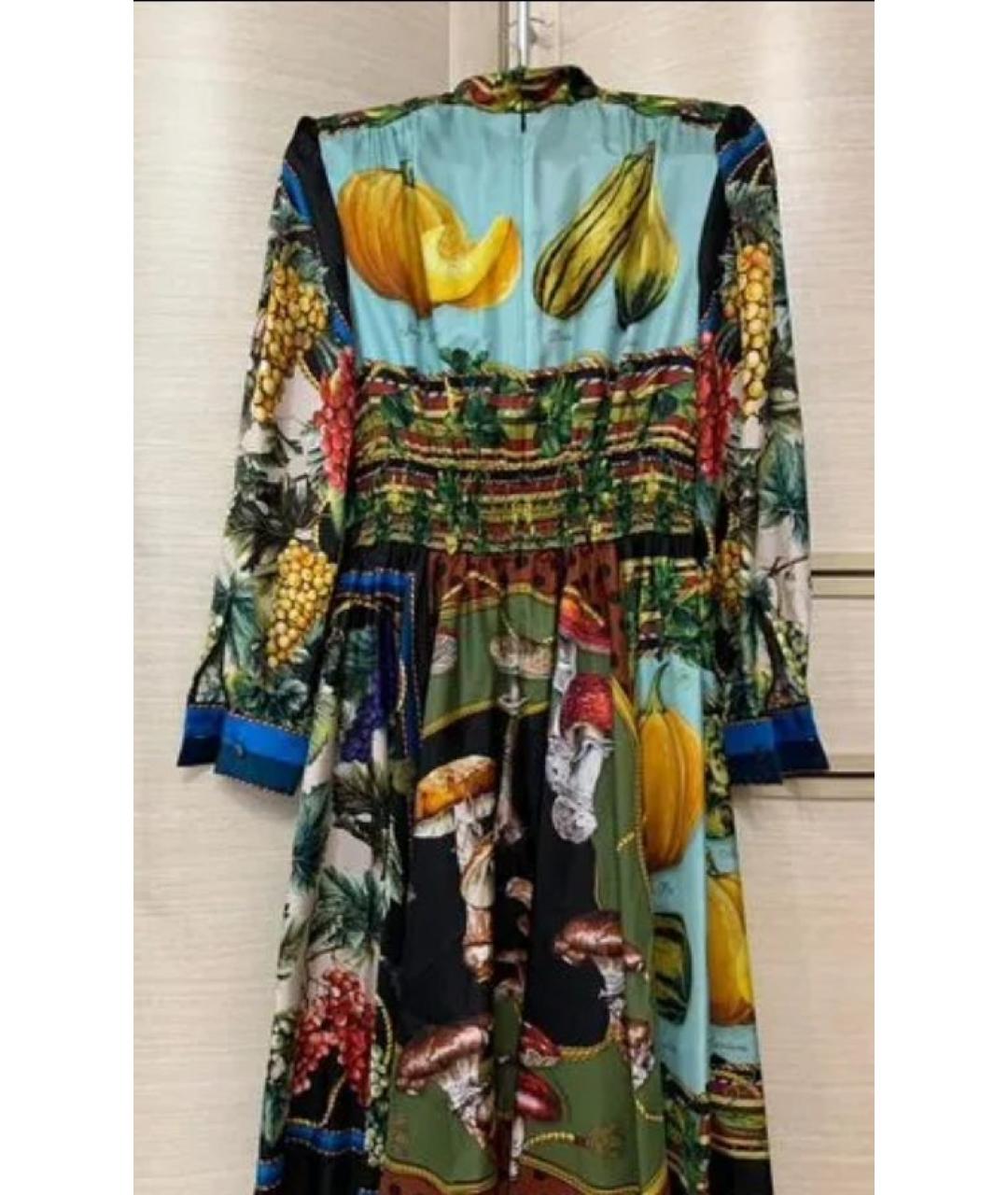 DOLCE&GABBANA Мульти шелковое коктейльное платье, фото 4