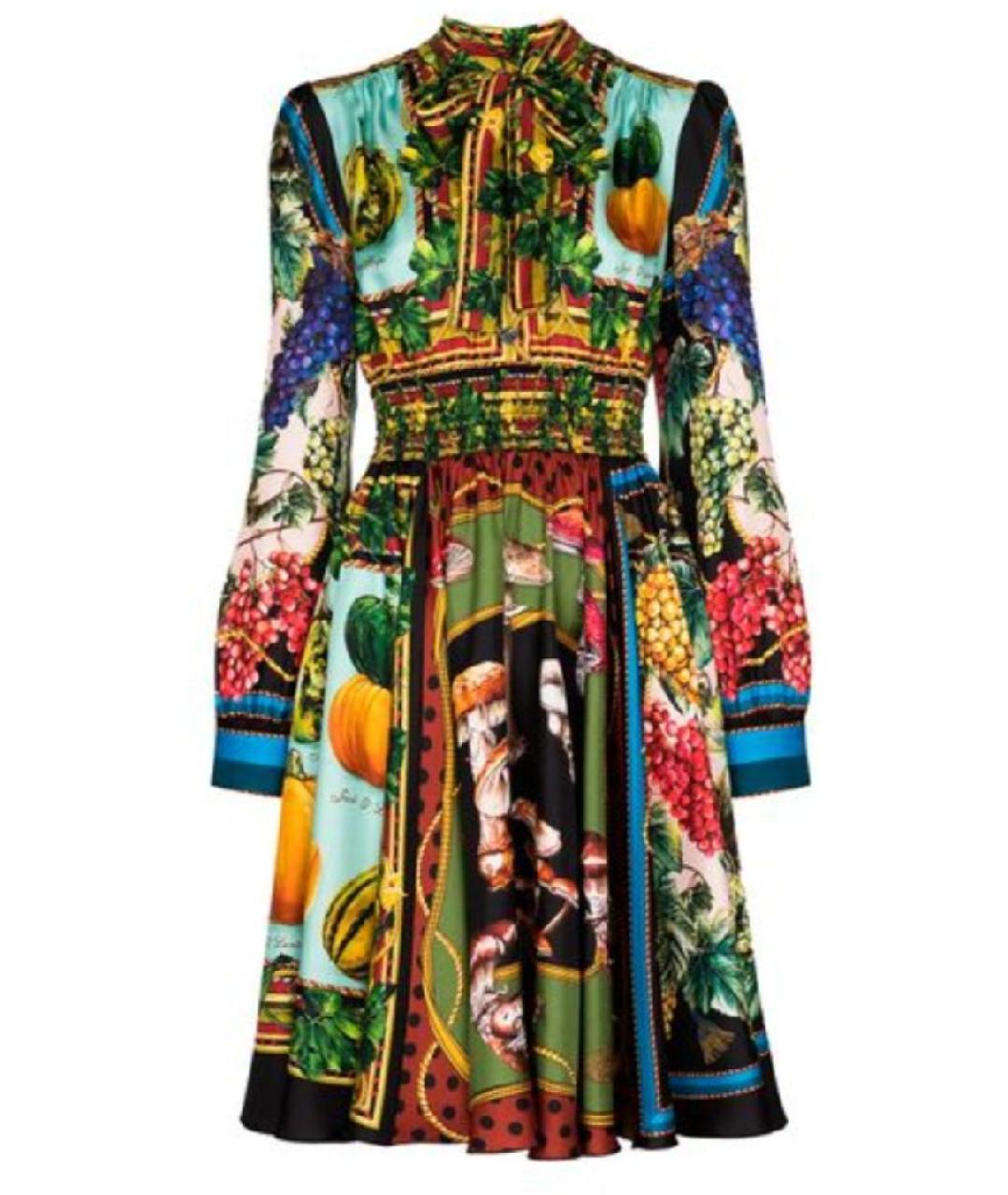 DOLCE&GABBANA Мульти шелковое коктейльное платье, фото 2