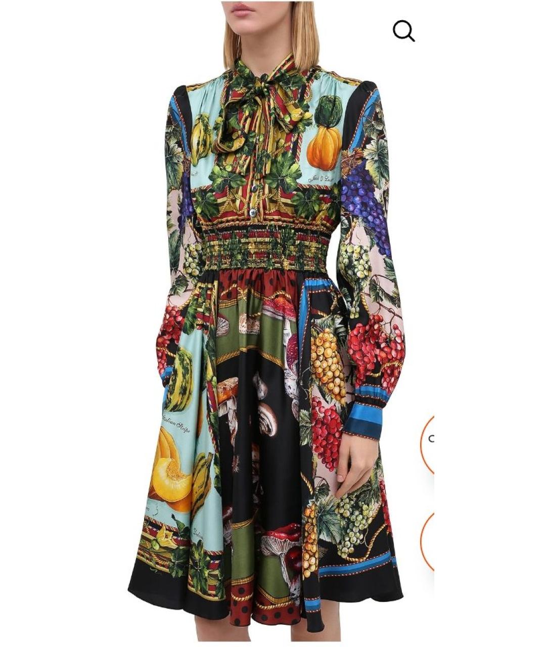 DOLCE&GABBANA Мульти шелковое коктейльное платье, фото 6