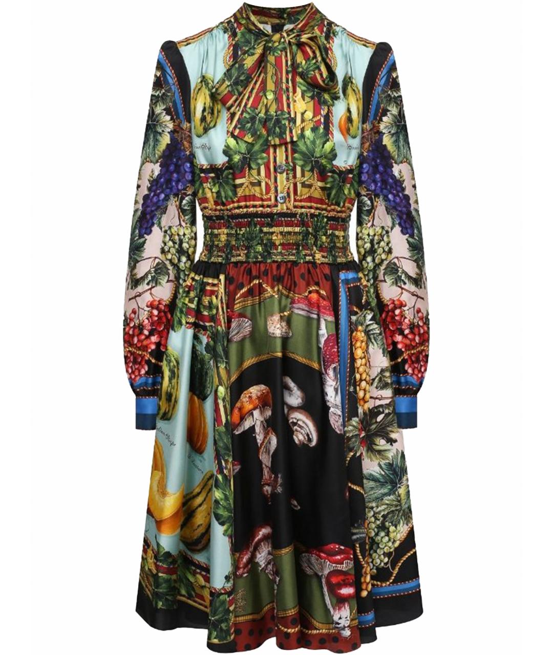 DOLCE&GABBANA Мульти шелковое коктейльное платье, фото 1
