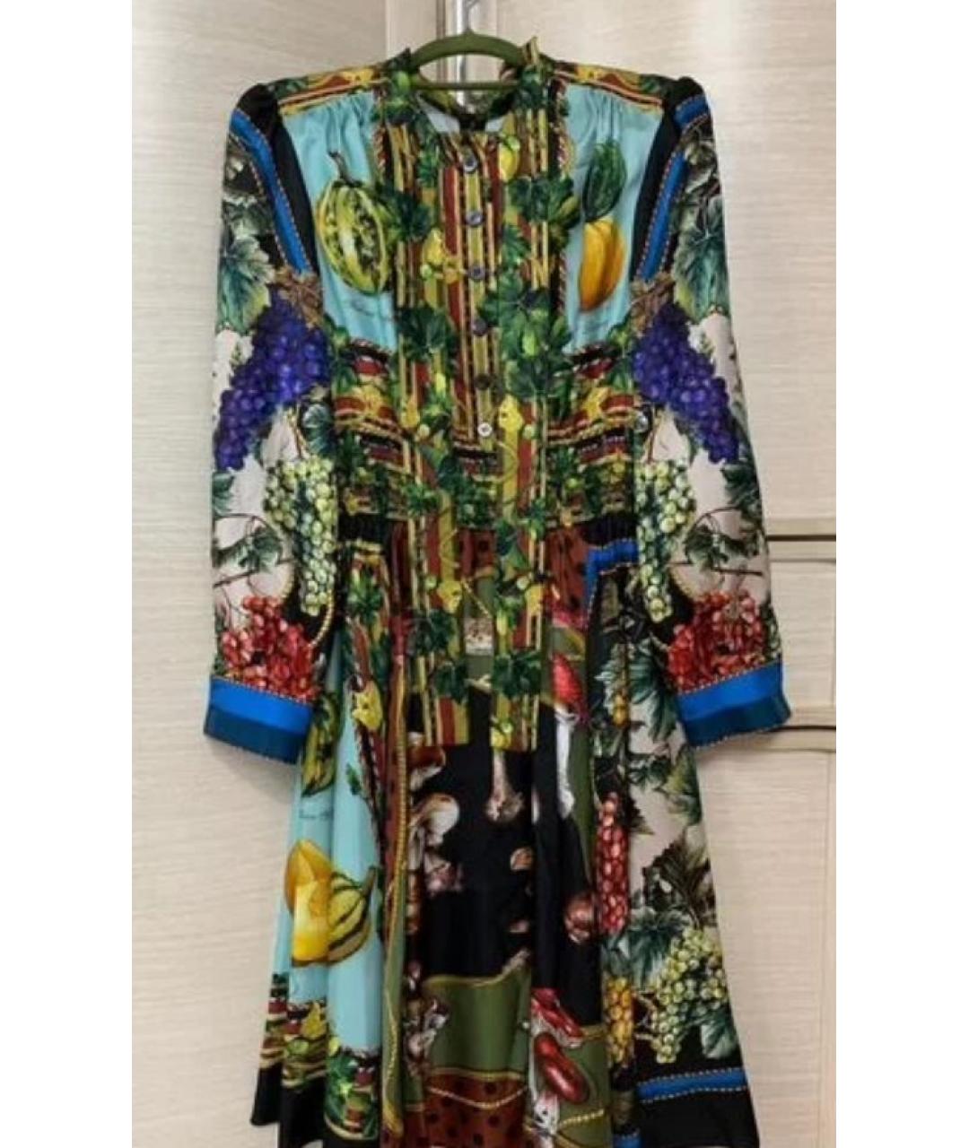 DOLCE&GABBANA Мульти шелковое коктейльное платье, фото 3