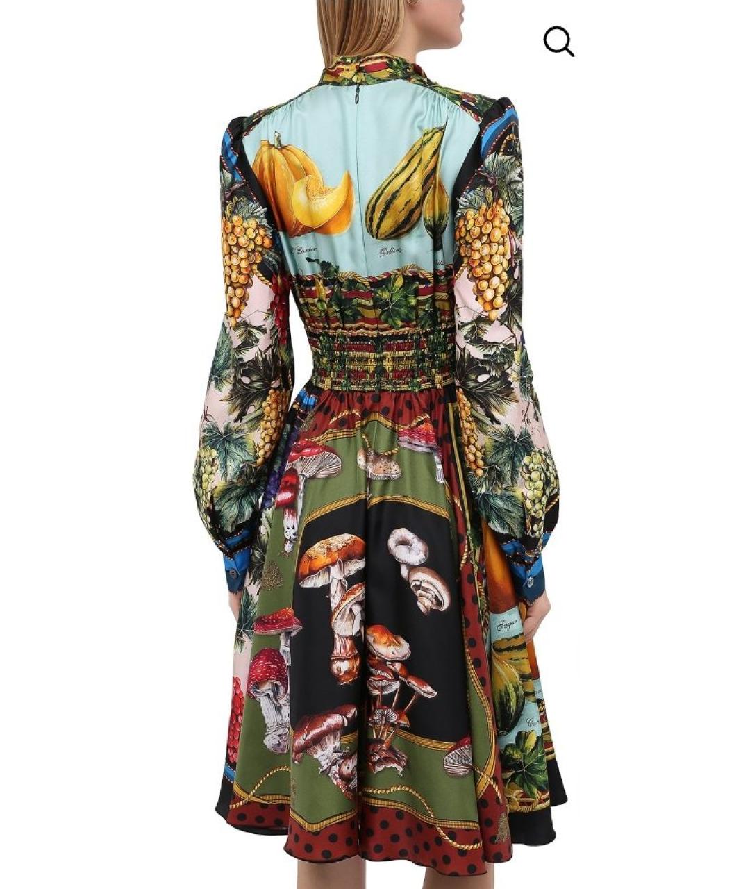 DOLCE&GABBANA Мульти шелковое коктейльное платье, фото 8