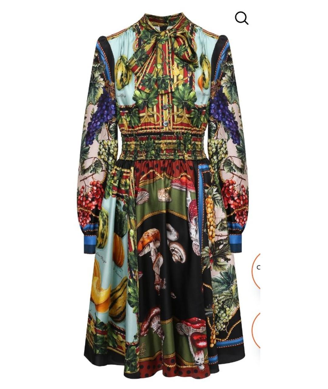 DOLCE&GABBANA Мульти шелковое коктейльное платье, фото 9