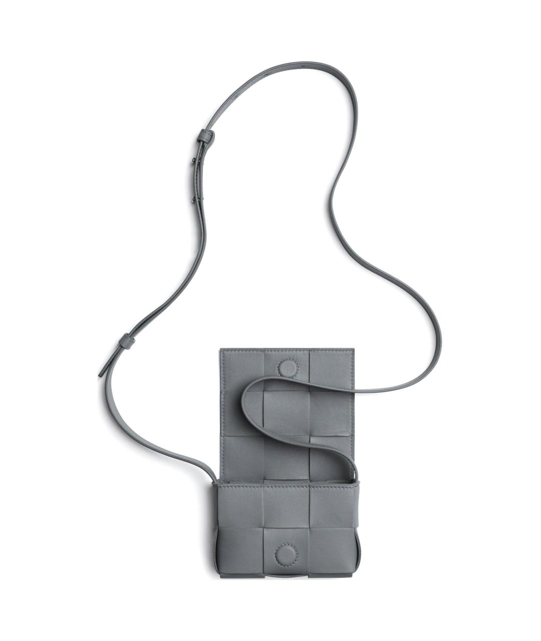BOTTEGA VENETA Серая кожаная сумка через плечо, фото 4