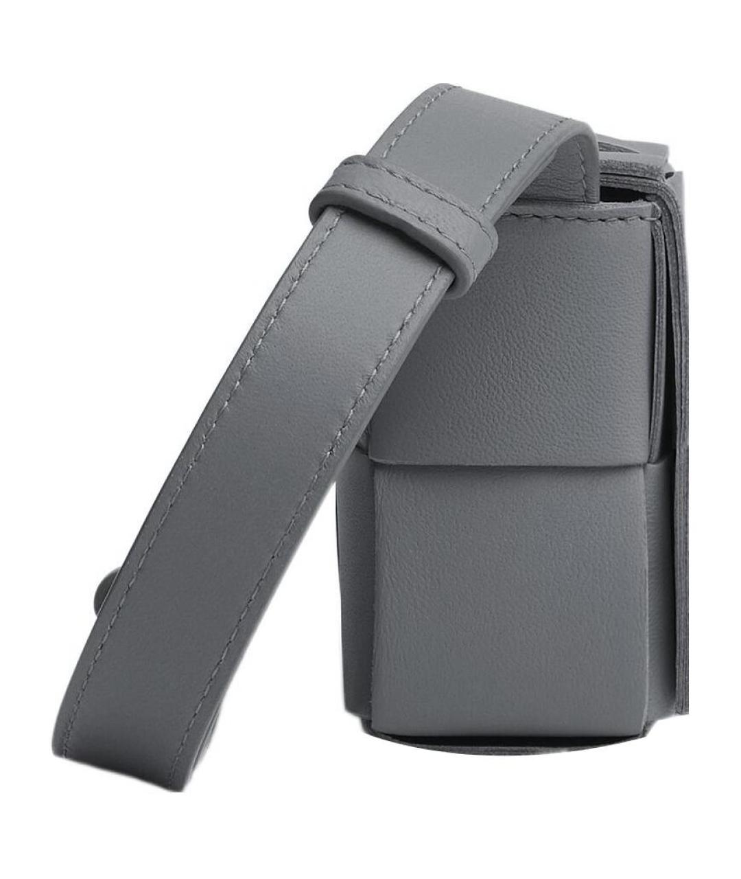 BOTTEGA VENETA Серая кожаная сумка через плечо, фото 3