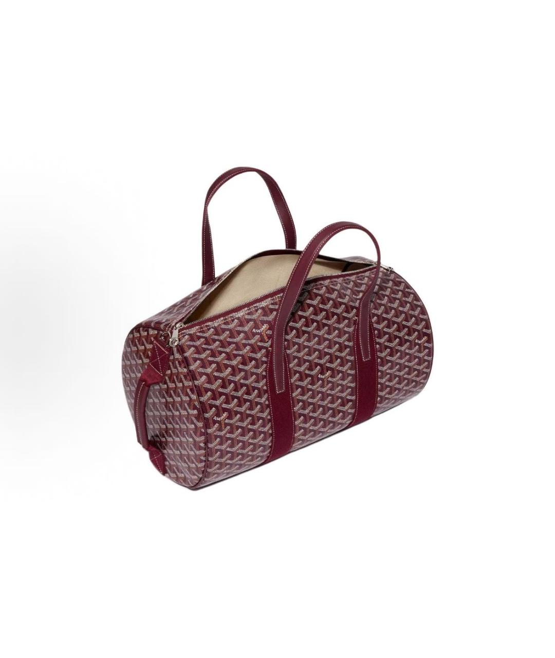 GOYARD Бордовая кожаная дорожная/спортивная сумка, фото 3