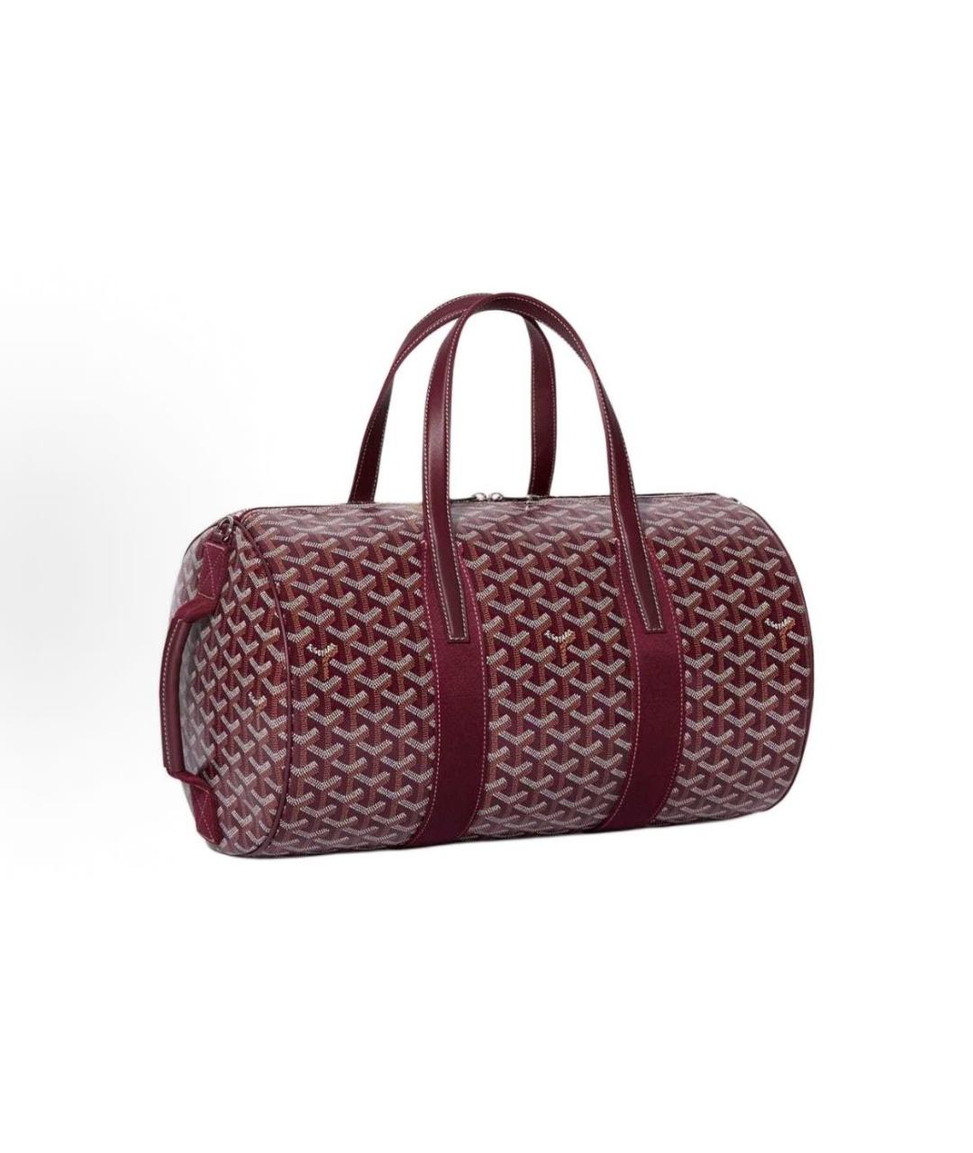 GOYARD Бордовая кожаная дорожная/спортивная сумка, фото 2
