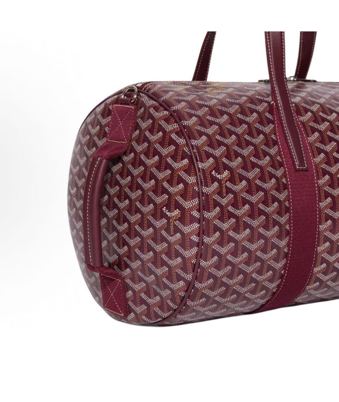 GOYARD Бордовая кожаная дорожная/спортивная сумка, фото 4