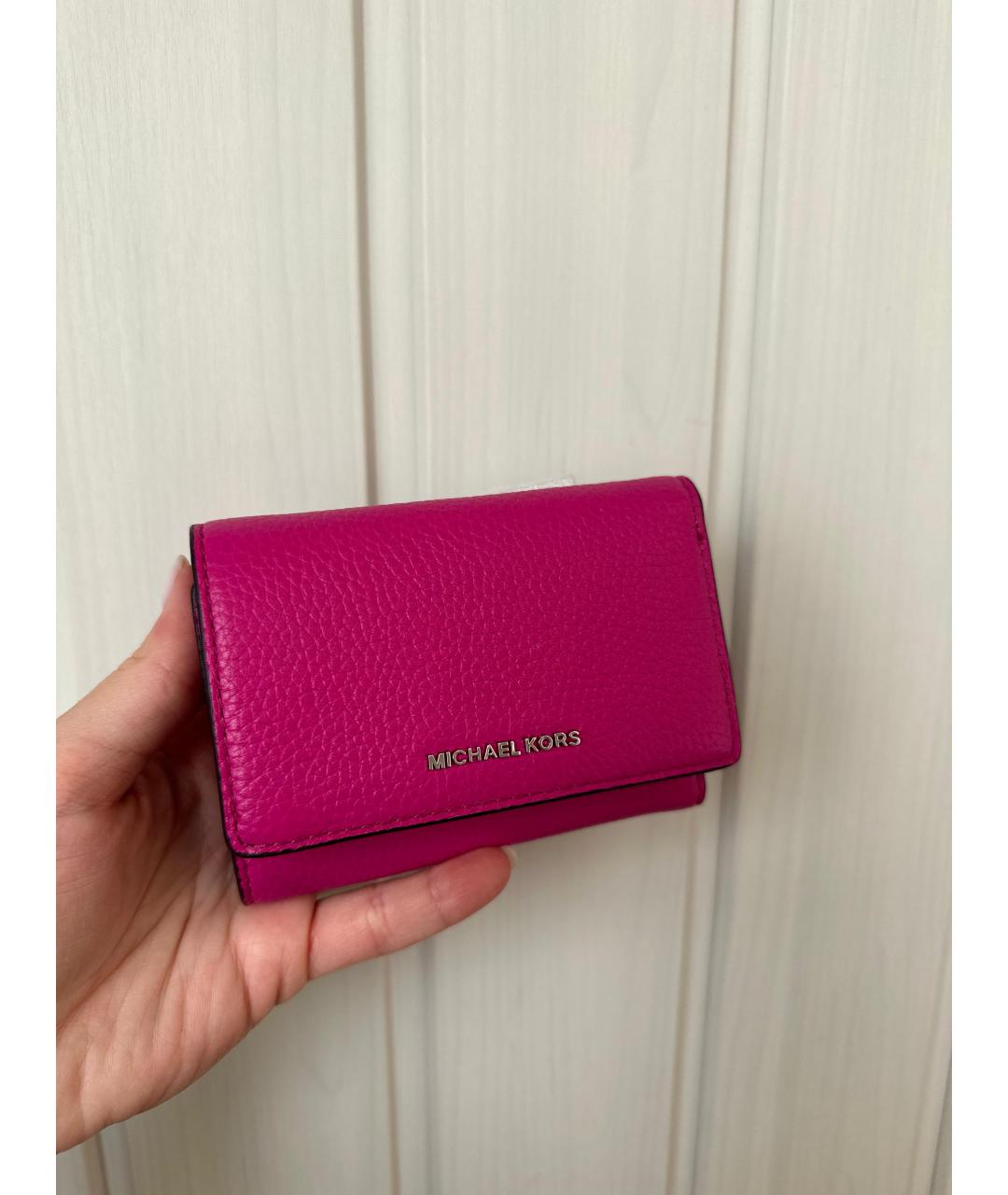 MICHAEL KORS Фуксия кожаный кошелек, фото 3