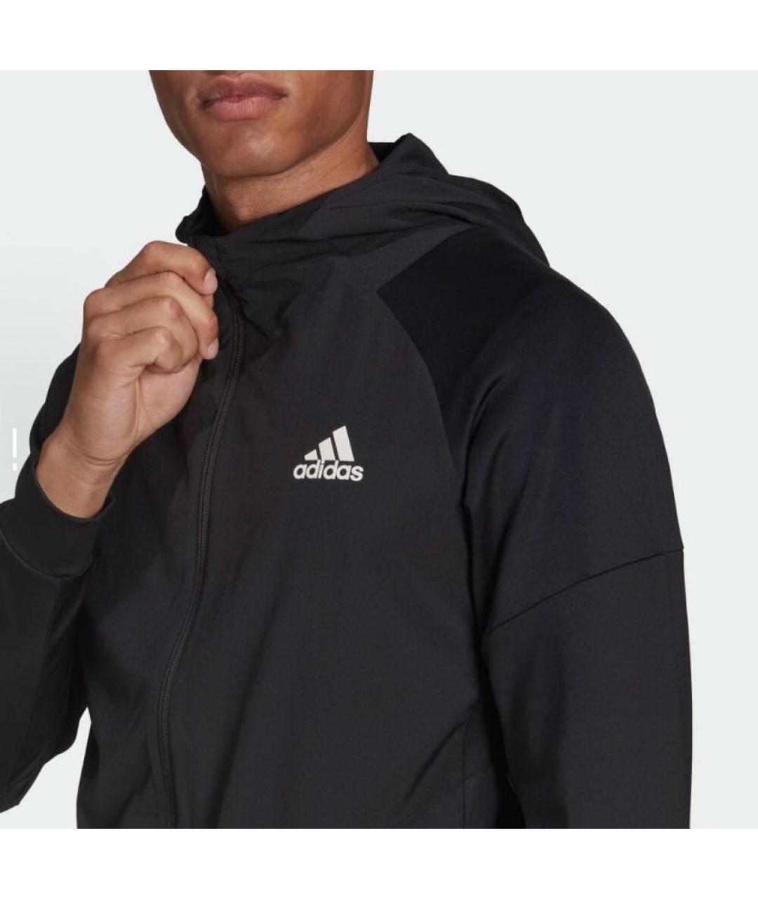 ADIDAS Черная полиэстеровая куртка, фото 4