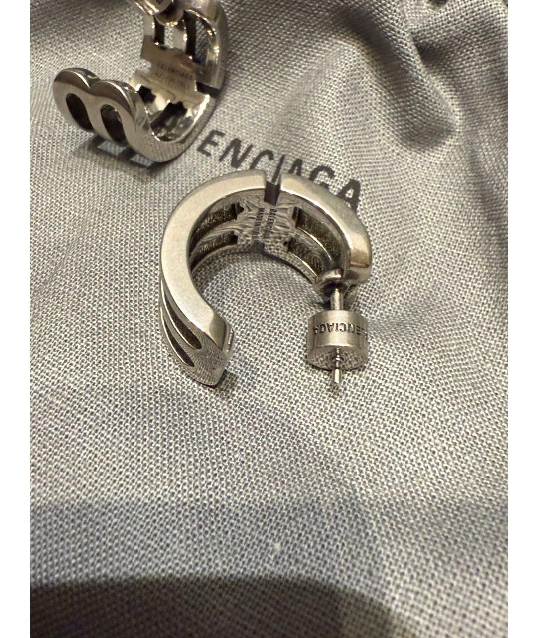 BALENCIAGA Серебряные металлические серьги, фото 6