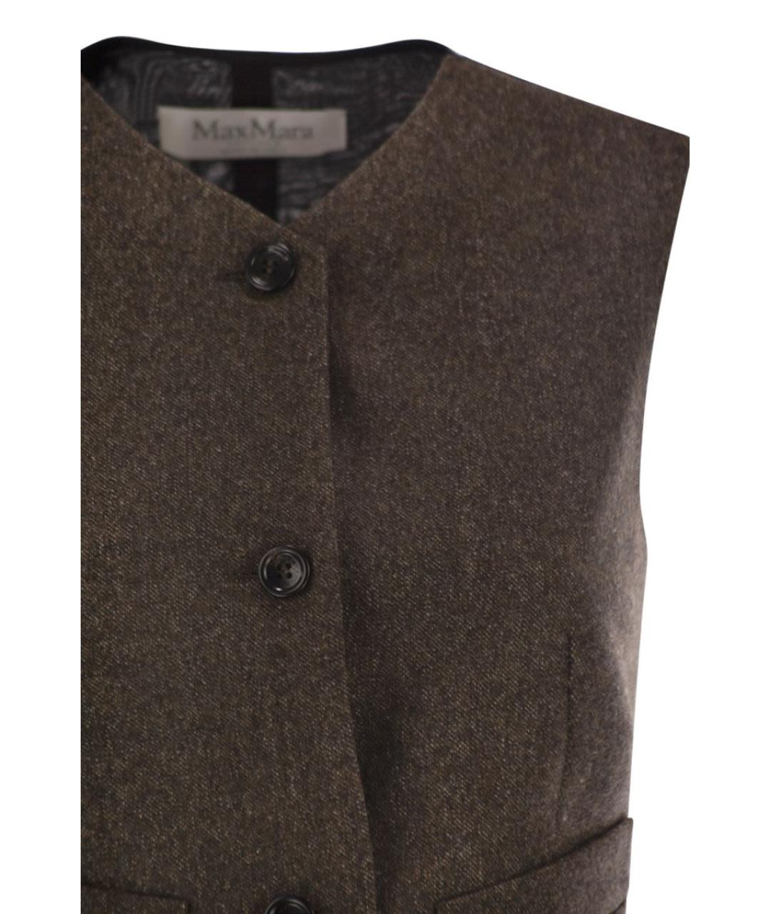 MAX MARA Коричневый шерстяной жакет/пиджак, фото 4