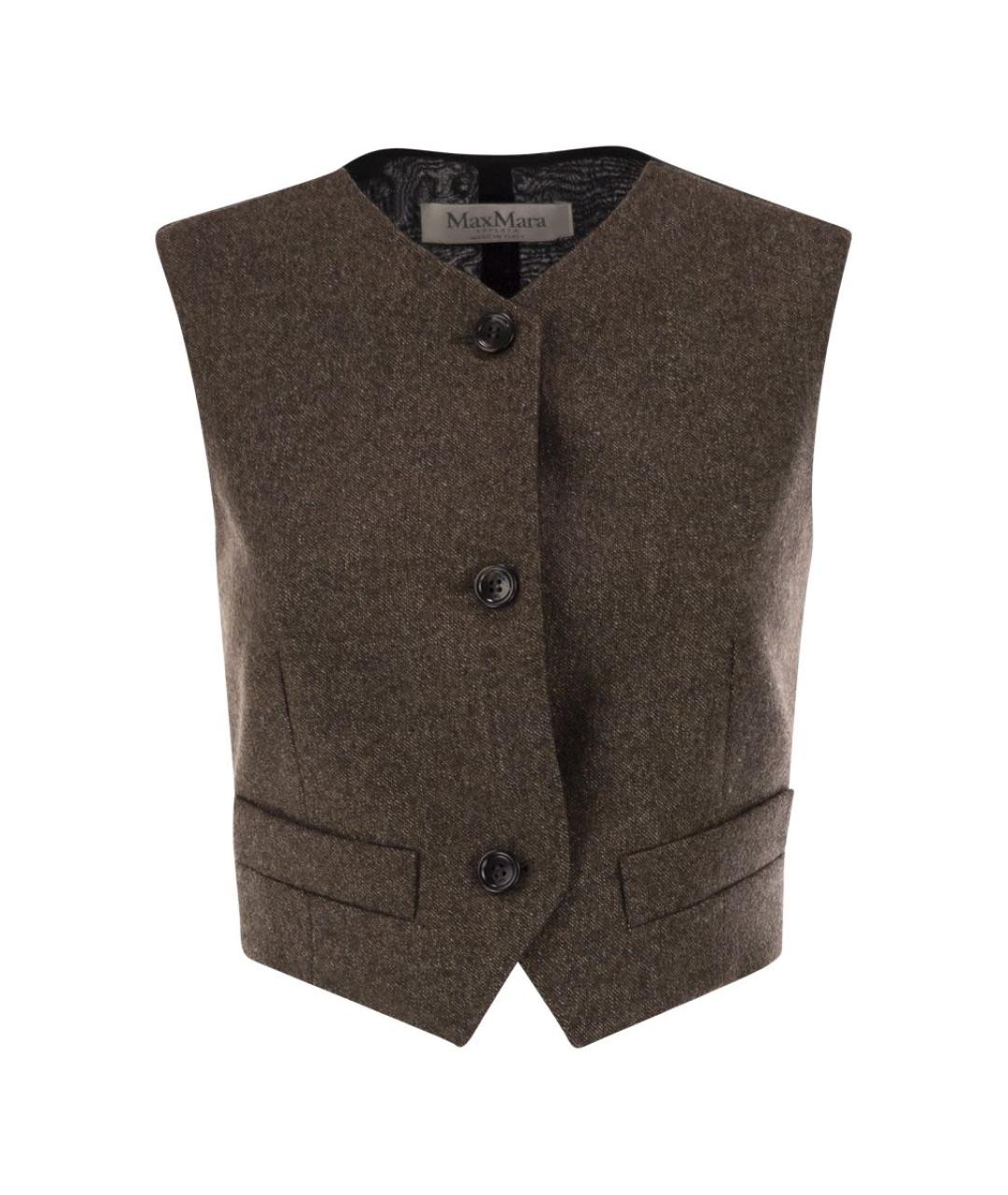 MAX MARA Коричневый шерстяной жакет/пиджак, фото 1