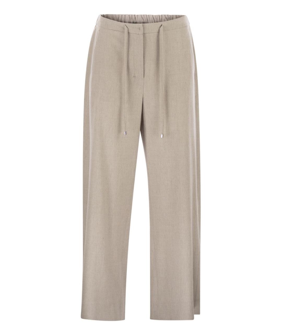 'S MAX MARA Бежевые шерстяные прямые брюки, фото 1