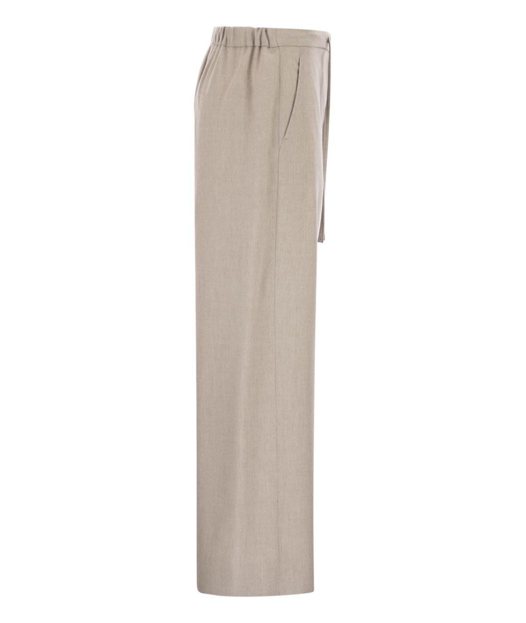 'S MAX MARA Бежевые шерстяные прямые брюки, фото 3
