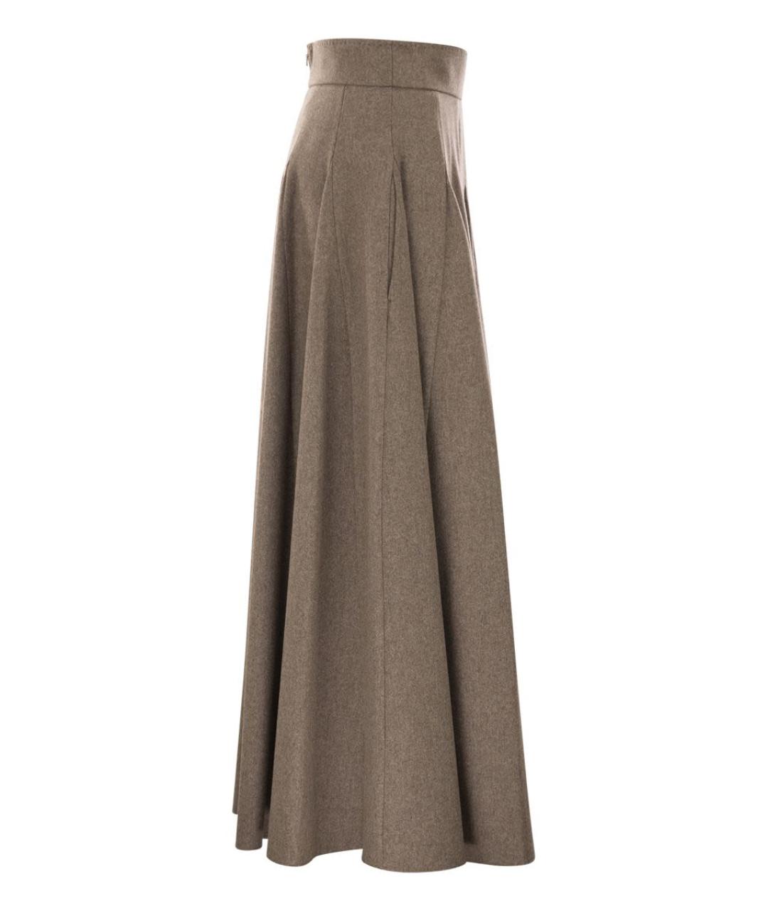 MAX MARA Бежевая шерстяная юбка макси, фото 3