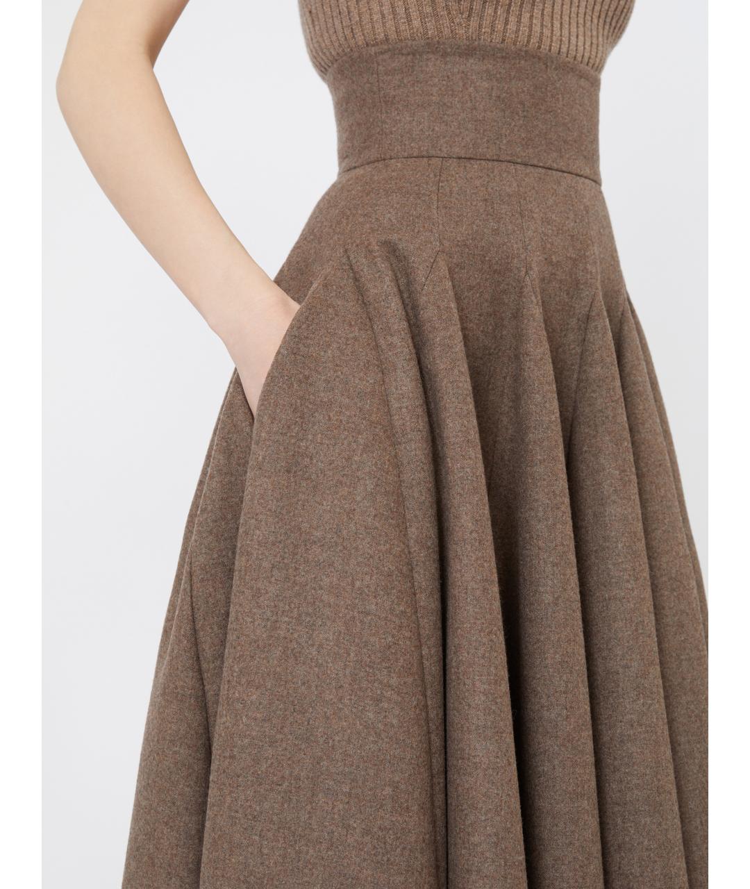 MAX MARA Бежевая шерстяная юбка макси, фото 5